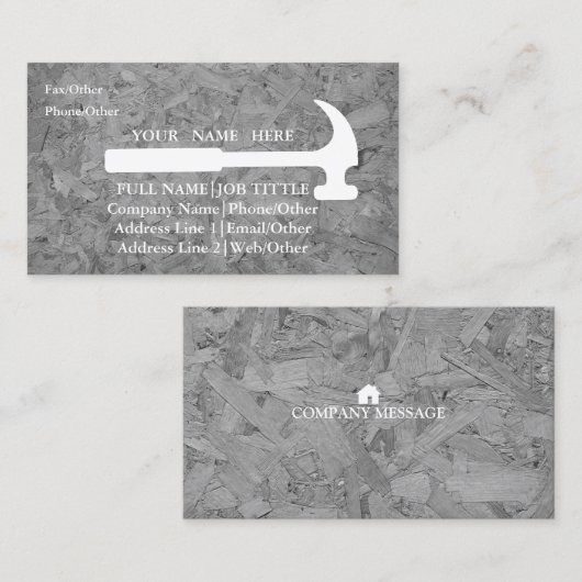 Carte De Visite Outil de charpentier pour constructeurs profession (Devant / Derrière)