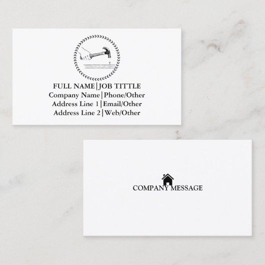 Carte De Visite Outil de charpentier pour constructeurs profession (Devant / Derrière)