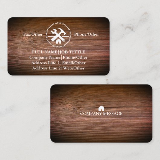 Carte De Visite Outil de charpentier pour constructeurs profession (Devant / Derrière)