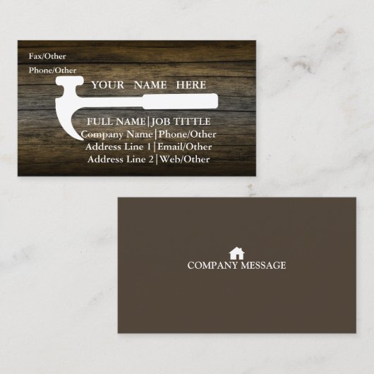 Carte De Visite Outil de charpentier pour constructeurs profession (Devant / Derrière)