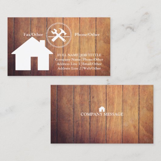 Carte De Visite Outil de charpentier pour constructeurs profession (Devant / Derrière)