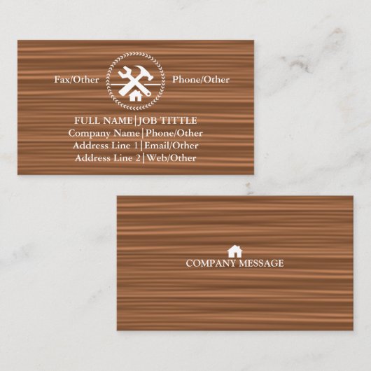 Carte De Visite Outil de charpentier pour constructeurs profession (Devant / Derrière)