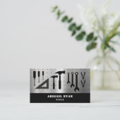 Carte De Visite Outil de réparation en argent brillant professionn (Debout devant)