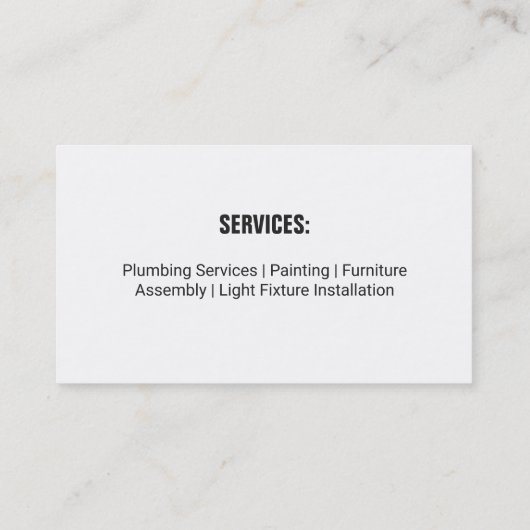 Carte De Visite Outil de spanneur de tournevis (Dos)