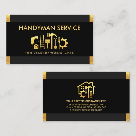 Carte De Visite Outil Handyman Tabs Or Design (Devant / Derrière)