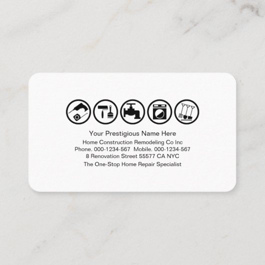 Carte De Visite Outil main pour marteau doré (Dos)