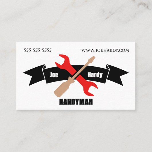 Carte De Visite Outil traversé et bannière Entrepreneur Handyman (Devant)