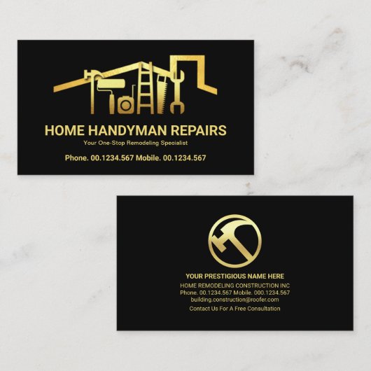 Carte De Visite Outillage de mannequin pour toits en or étonnant (Devant / Derrière)