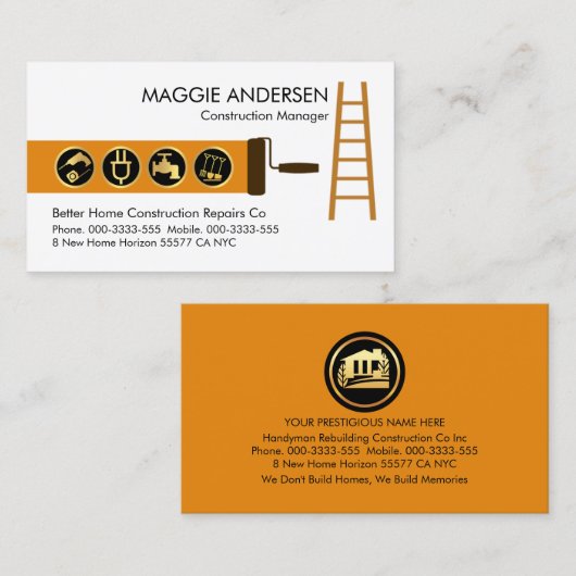 Carte De Visite Outillage de peinture de brosse d'échelle (Devant / Derrière)