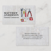 Carte De Visite Outils à main illustratifs | Construction (Devant / Derrière)
