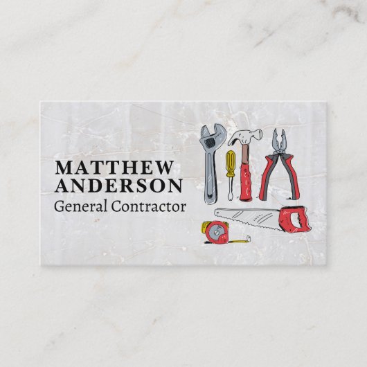 Carte De Visite Outils à main illustratifs | Construction (Devant)