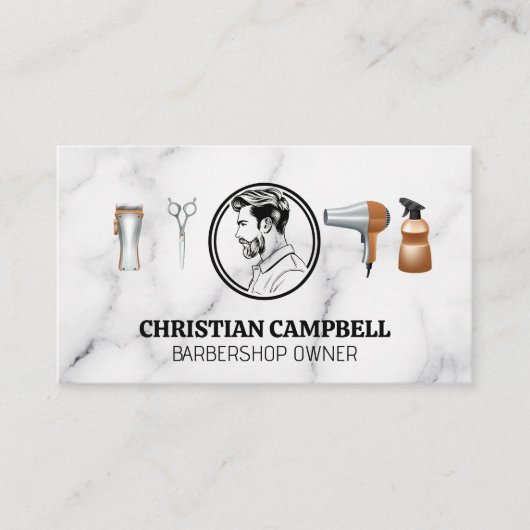 Carte De Visite Outils Barbershop | Coupe de cheveux vue latérale (Devant)