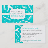 Carte De Visite Outils bleus et blancs turquoises de salon de (Devant / Derrière)