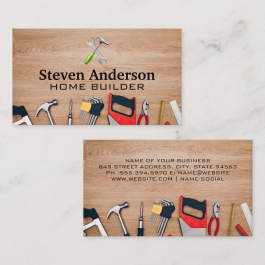Carte De Visite Outils Builder | Menuiserie (Devant / Derrière)
