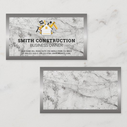 Carte De Visite Outils Builder | Pierre et métal (Devant / Derrière)