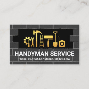 Carte De Visite Outils Creative Gold Handyman En Mur De Briques