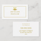 CARTE DE VISITE OUTILS CUISINE EN FAUX OR CHEF PRIVÉ (Devant / Derrière)
