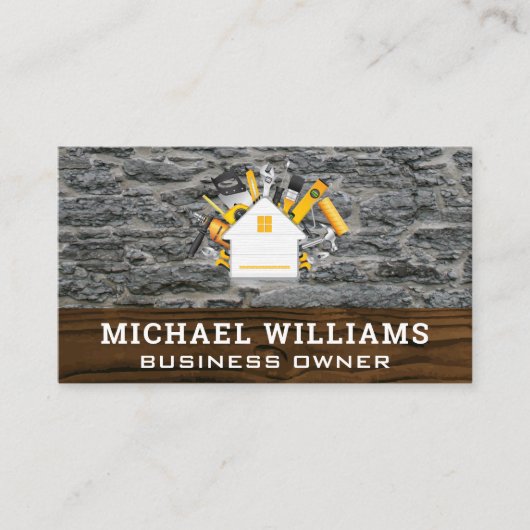 Carte De Visite Outils d'accueil | Arrière - plan Wood Rock (Devant)