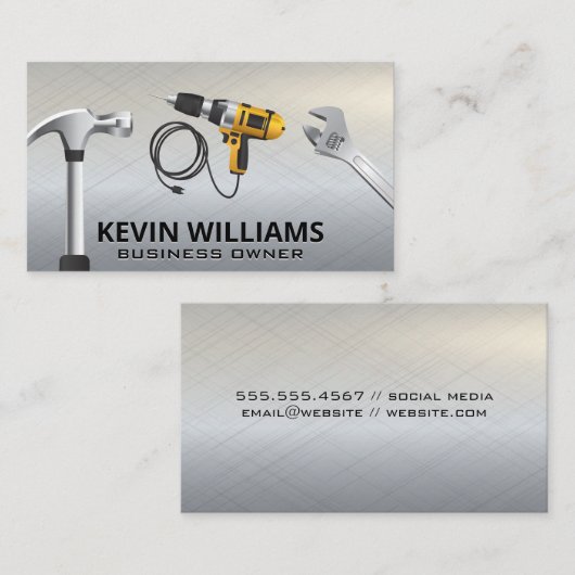 Carte De Visite Outils d'alimentation | Constructeur de menuiserie (Devant / Derrière)