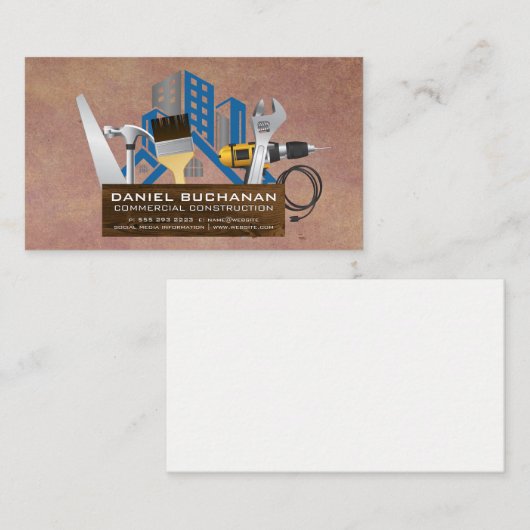 Carte De Visite Outils d'alimentation de construction | Rénovation (Devant / Derrière)