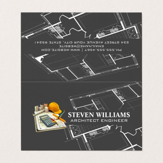 Carte De Visite Outils d'architecture | Plan directeur | Entrepren (Extérieur déplié)