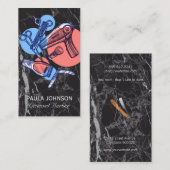 Carte De Visite Outils d'atelier de coiffure | Marbre noir (Devant / Derrière)