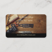 Carte De Visite Outils de barbier en bois rustique (Dos)