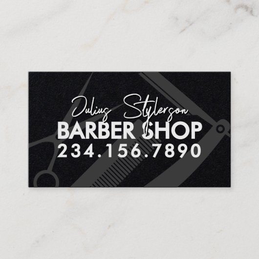 Carte De Visite Outils de barbier salon de coiffure moderne (Devant)
