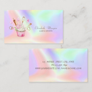 Carte De Visite Outils de boulangerie de fleurs de cupcake moderne