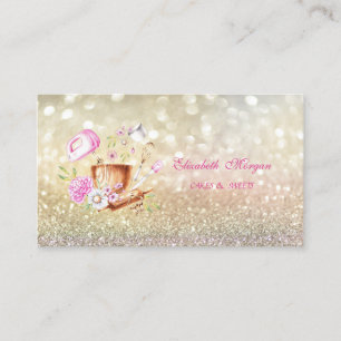 Carte De Visite Outils de boulangerie élégants Bokeh Fleurs