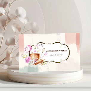 Carte De Visite Outils de boulangerie ,Trait de pinceau aquarelle