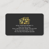 Carte De Visite Outils de bricolage rétro dorés bâtiment (Dos)