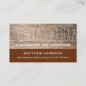 Carte De Visite Outils de bricoleur de construction rustique en bo (Devant)