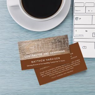 Carte De Visite Outils de bricoleur de construction rustique en bo