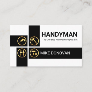 Carte De Visite Outils de bricoleur noir en croisillons