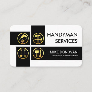 Carte De Visite Outils de bricoleur noir en croisillons