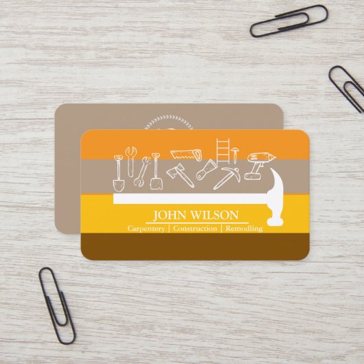Carte De Visite Outils de charpentier constructeur professionnel m (Devant/Arrière en situation)