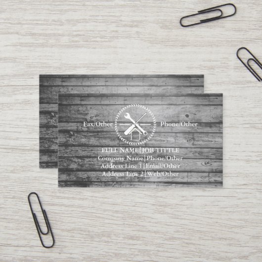 Carte De Visite Outils de charpentier constructeur professionnel m (Devant/Arrière en situation)