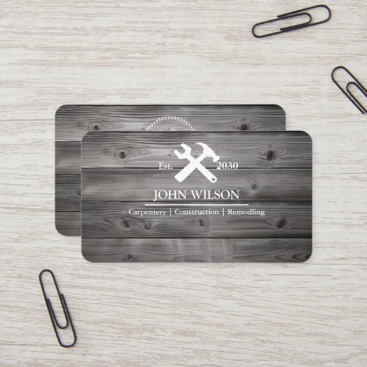Carte De Visite Outils de charpentier constructeur professionnel m (Devant/Arrière en situation)