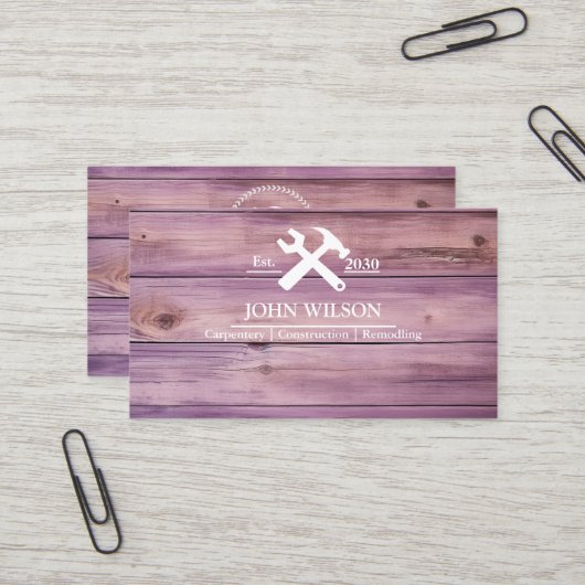 Carte De Visite Outils de charpentier constructeur professionnel m (Devant/Arrière en situation)