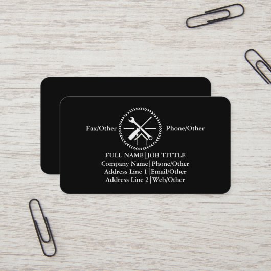 Carte De Visite Outils de charpentier constructeur professionnel m (Devant/Arrière en situation)