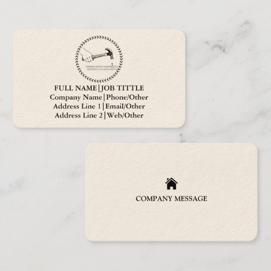 Carte De Visite Outils de charpentier constructeur professionnel m (Devant / Derrière)