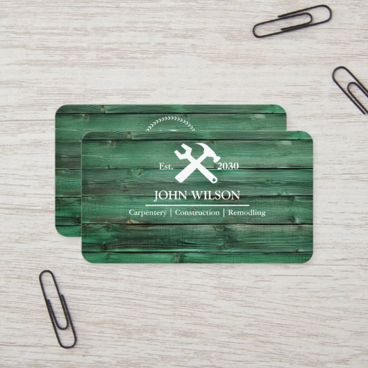Carte De Visite Outils de charpentier constructeur professionnel m (Devant/Arrière en situation)