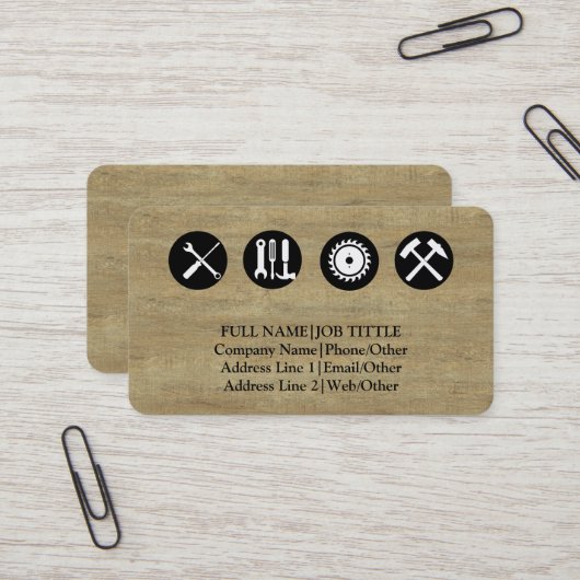 Carte De Visite Outils de charpentier constructeur professionnel m (Devant/Arrière en situation)