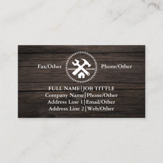 Carte De Visite Outils de charpentier de construction professionne (Devant)