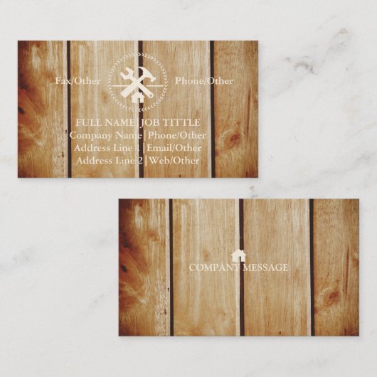 Carte De Visite Outils de charpentier de construction professionne (Devant / Derrière)