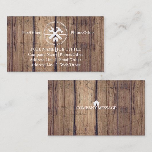 Carte De Visite Outils de charpentier de construction professionne (Devant / Derrière)