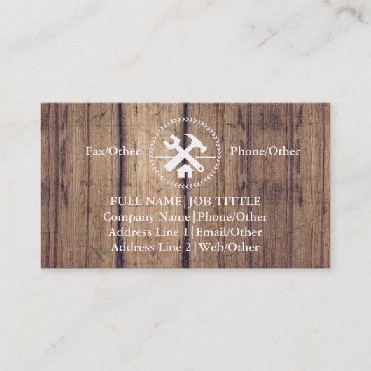 Carte De Visite Outils de charpentier de construction professionne (Devant)