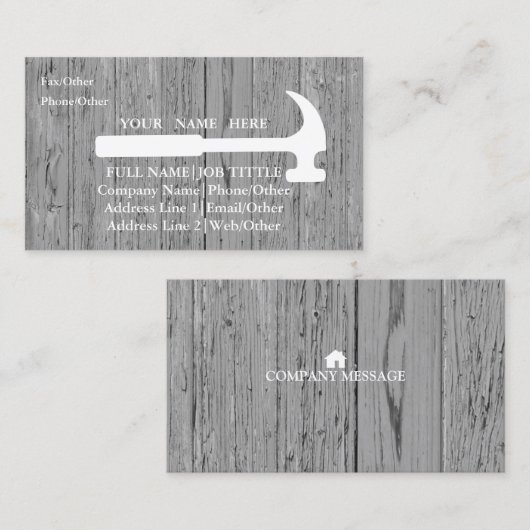 Carte De Visite Outils de charpentier pour constructeurs professio (Devant / Derrière)