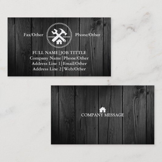 Carte De Visite Outils de charpentier pour les constructeurs profe (Devant / Derrière)